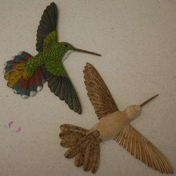 carved humming birds