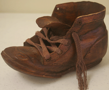 carved wooden shoe