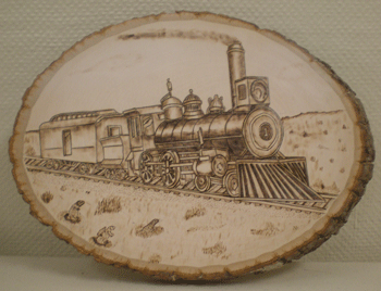 woodburned train