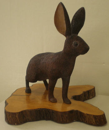 jack rabbit carved
