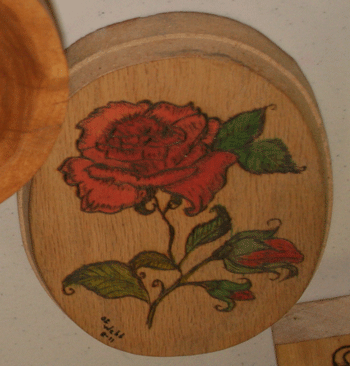 woodburned rose