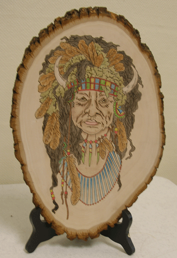 woodburned indian